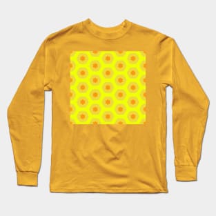 Retro classic 1960s, yellow and orange flower pattern Long Sleeve T-Shirt